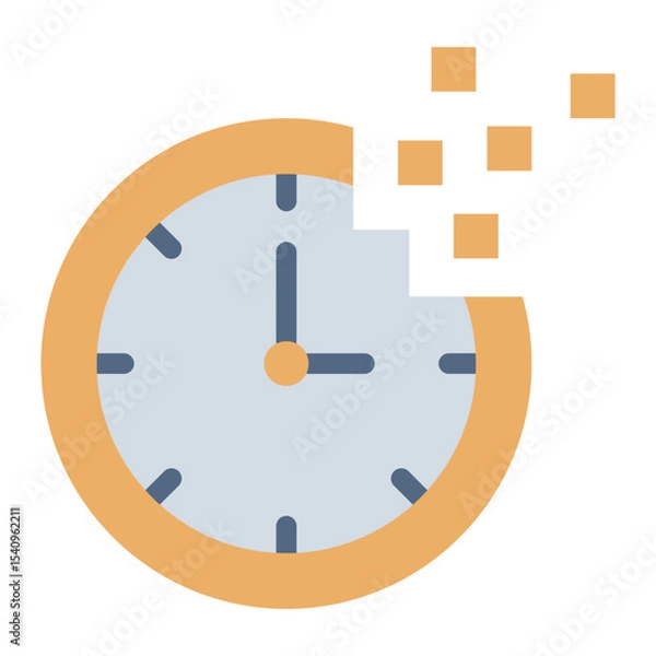 Obraz melting clock flat icon for lost time in addiction