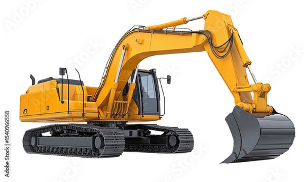 Obraz Yellow excavator isolated on a transparent background.