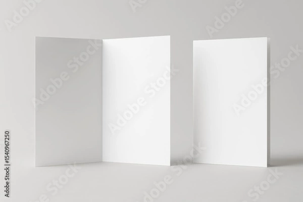 Fototapeta Vertical Bifold Brochure Mockup Template Blank Paper Fold Ad