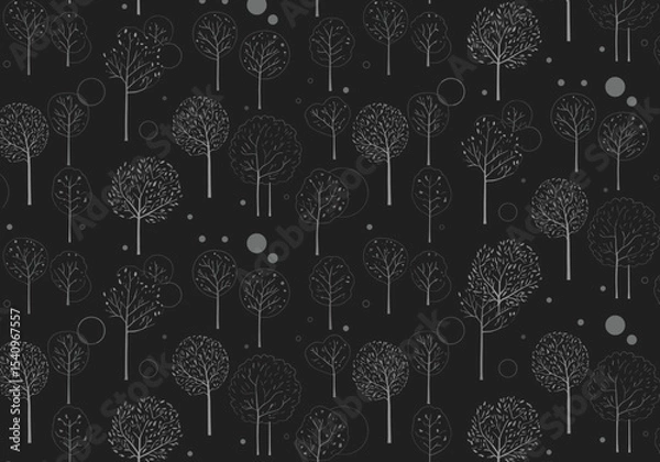 Fototapeta Abstract pattern of trees in a black background design  