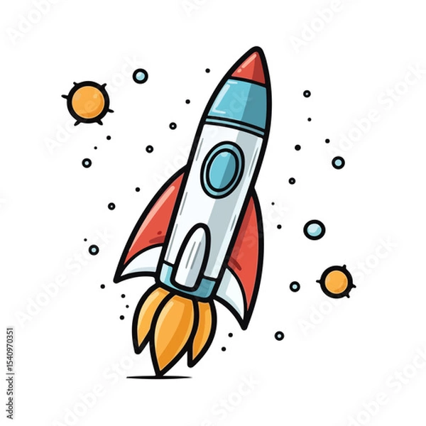 Fototapeta Rocket Space Icon on White Background Vector Illustration for Creative Projects