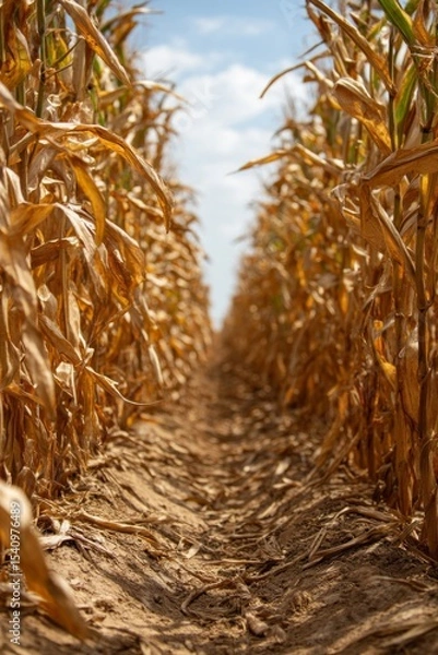 Obraz Dry Cornfield Path Under Bright Sunlight