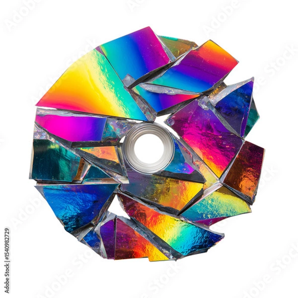 Fototapeta Colorful compact discs, including CDs and DVDs, offer digital music, audio, and video data storage for computers and media technology