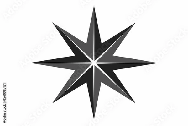 Fototapeta Monochrome Eight Pointed Geometric Star Graphic eight pointed star 3