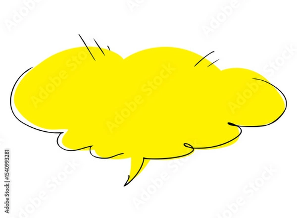 Fototapeta シンプルな手書きの吹き出し イラスト素材 黄色