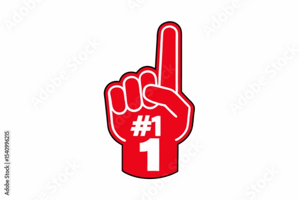 Fototapeta Red Foam Number One Fan Hand Graphic foam hand first place