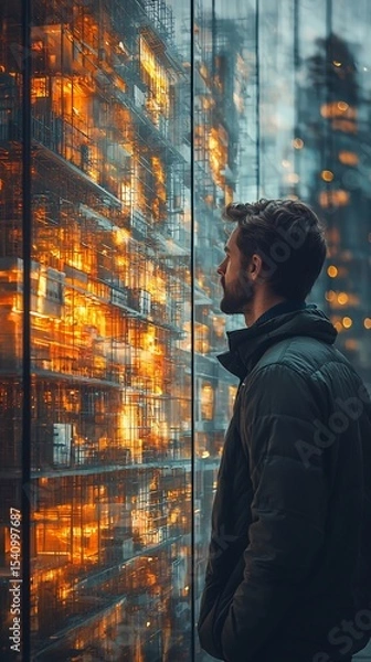 Fototapeta Art Concept Featuring Architects Creating Virtual Construction Designs With Performance Measurements and Sustainability Analysis Concrete Systems