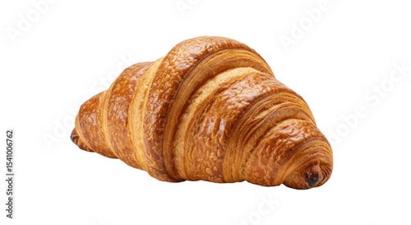 Fototapeta Golden Croissant Closeup View Perfect Texture Isolated on White