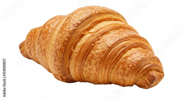 Fototapeta Golden Flaky Croissant with Detailed Layers and Crispy Texture Freshly Baked