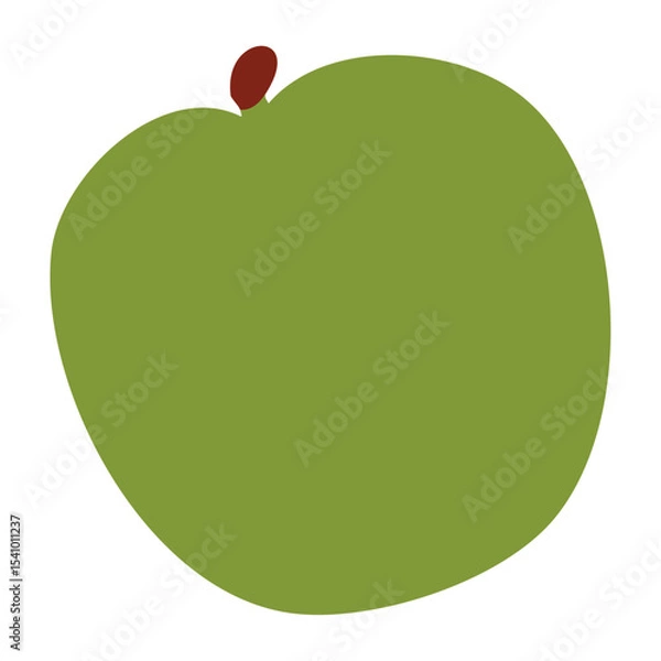 Fototapeta Green apple with stem. Vector