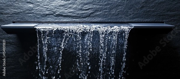 Obraz Serene Minimalist Waterfall: A Modern Dark Slate Water Feature