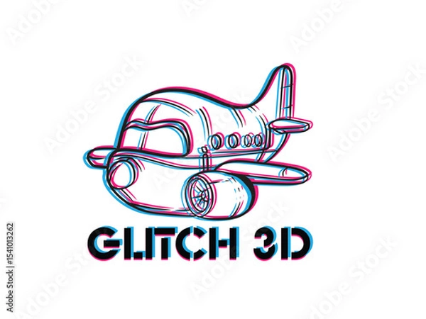 Fototapeta plane glitch 3D object for kids education
