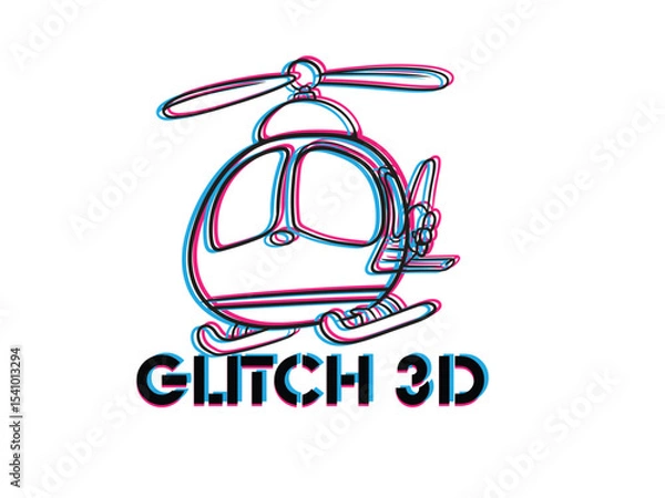 Fototapeta plane glitch 3D object for kids education