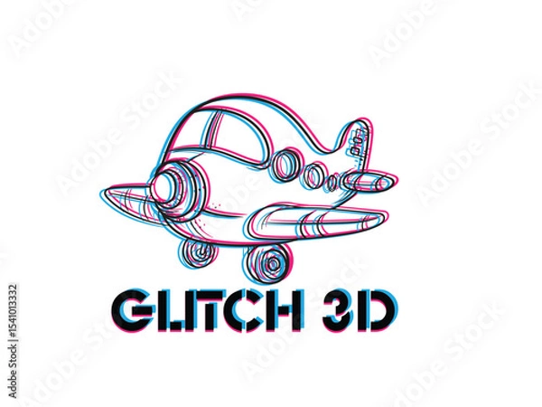 Fototapeta plane glitch 3D object for kids education