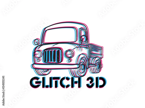 Fototapeta car glitch 3D object for kids education