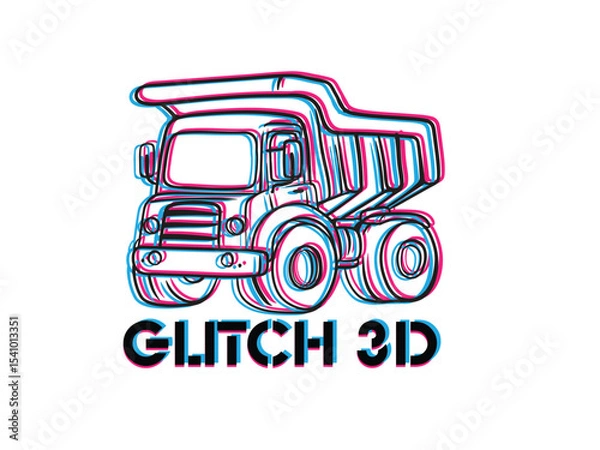 Fototapeta car glitch 3D object for kids education