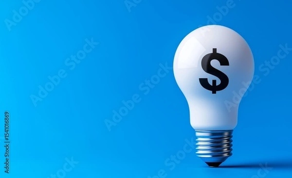 Fototapeta Conceptual image showing a light bulb with a currency symbol representing a financial idea.