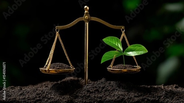 Fototapeta Conceptual image showcases a balance between nature and earth symbolizing harmony and environmental concern.