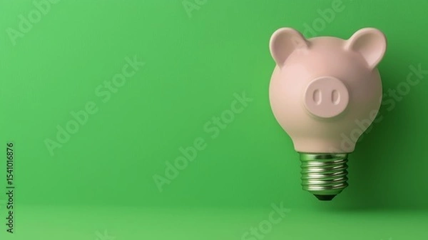 Fototapeta Creative concept of a light bulb and a bank illustrating financial idea.