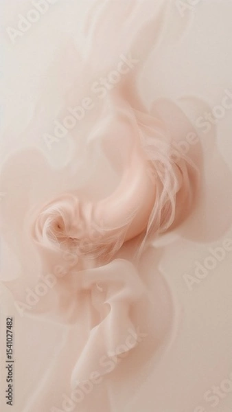 Fototapeta Abstract image of flowing fabric in light peach tones with soft focus and blurred motion effect