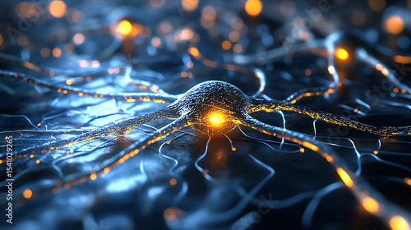 Fototapeta A close up of a brain with many neurons