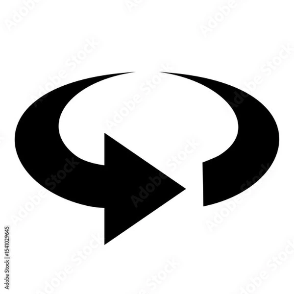 Obraz シンプルな黒色の右回りの矢印のイラスト