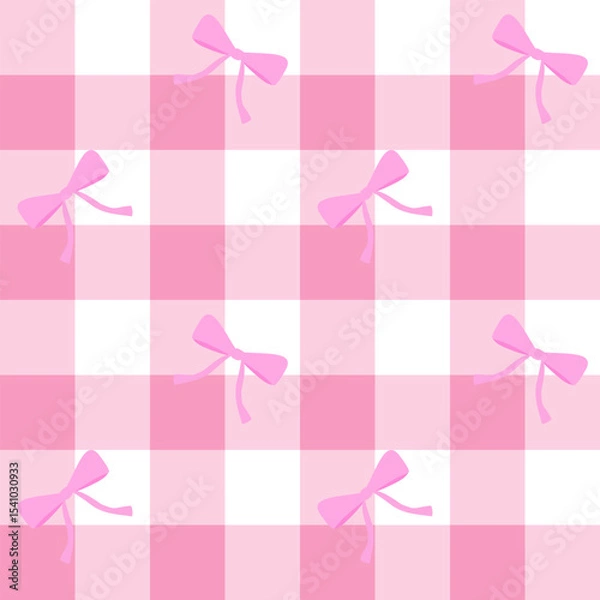 Obraz seamless pattern with bow on pink gingham 
