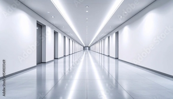 Obraz Endless White Corridor: A Modern Architectural Perspective