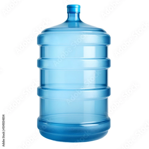 Fototapeta A large blue water jug with a screw cap placed on a transparent background.