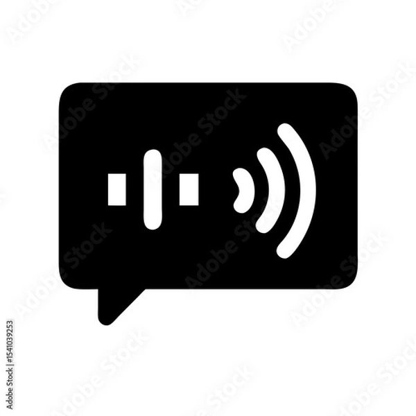 Fototapeta Voice message icon showing the recording of an audio message. The icon indicates the sound waves of the voice communication.