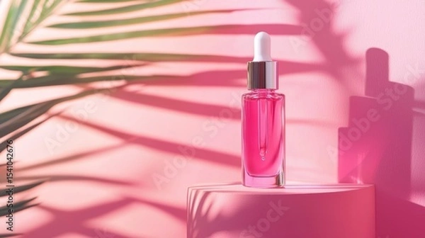 Obraz Pink skin serum applied under sunlight dynamic, perfect for beauty influencers