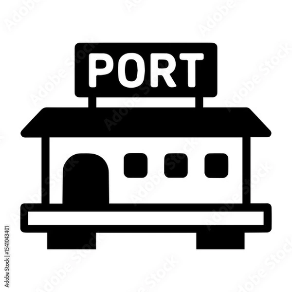 Fototapeta Cruise port building icon with transparent background symbolizing maritime terminal and travel hub
