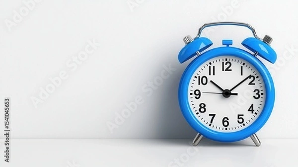 Obraz Blue Pixel Alarm Clock on White Background