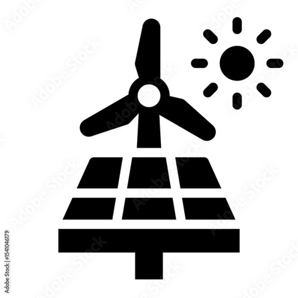 Obraz solar wind glyph icon for renewable permaculture power