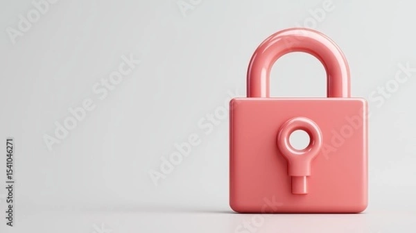 Obraz Pink Padlock 3D Render on White Background