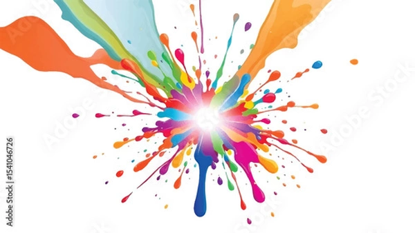 Fototapeta A vibrant, abstract, colorful splatter background with a white background. Multicolor splatter design. Colorful Paint Splashes. 