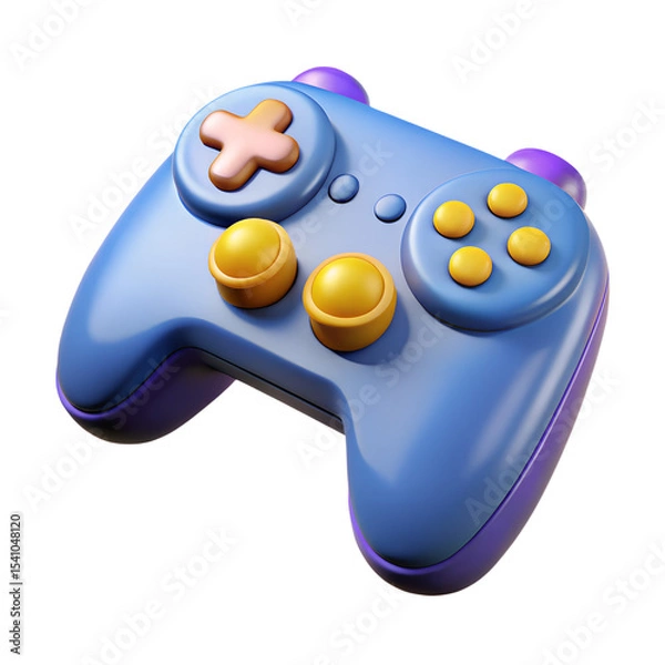 Fototapeta 3d gaming controller illustration colorful joystick for console gamepad entertainment player input device technology. 3d rendering isolated transparent background. 