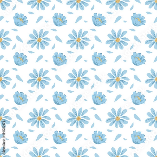Obraz seamless blue floral pattern