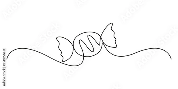 Obraz Continuous single line drawing of Candy. One line drawing illustration of Sweet candy caramel or chocolate. Sweet and dessert themes concept vector illustration