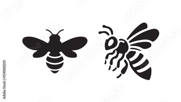 Fototapeta Bee icon vector on the white background. Flying honey bee icon symbol in line, flat.Vector illustration eps 10.