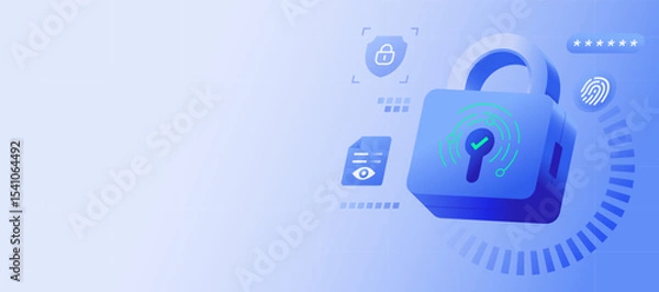 Fototapeta Data Privacy and Cybersecurity concept illustration Future technology security and integrity of information and personal data Banner