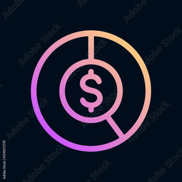Fototapeta Financial chart within segmented circle. Icon symbol illustration
