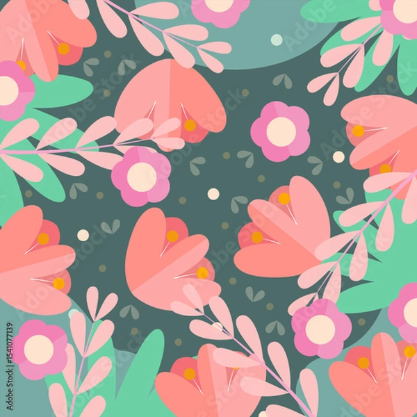 Obraz Beautiful floral pattern vintage style vector illustration.
