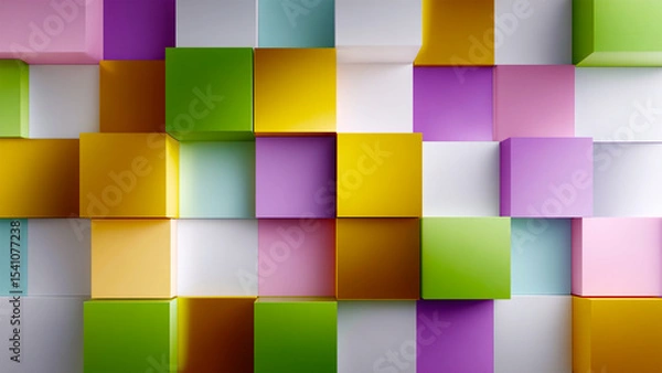 Fototapeta Colorful cube arrangement with varying heights creating a textured and playful background design element