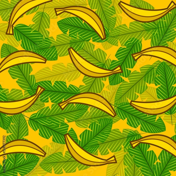 Obraz Banana leaf pattern vector background image
