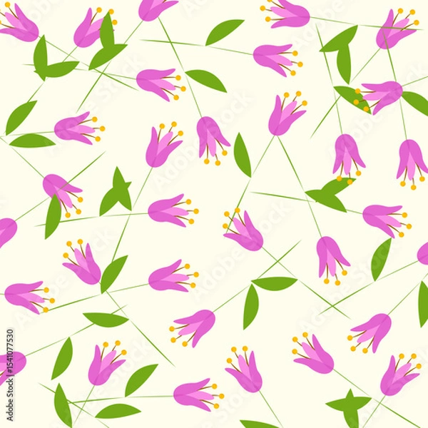 Obraz Pink tone tulip flower pattern vector illustration.