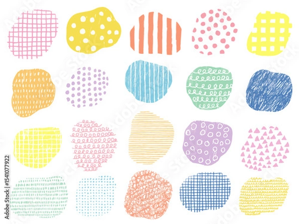 Obraz 手描きあしらいセット　流体シェイプ　カラフル　パターン