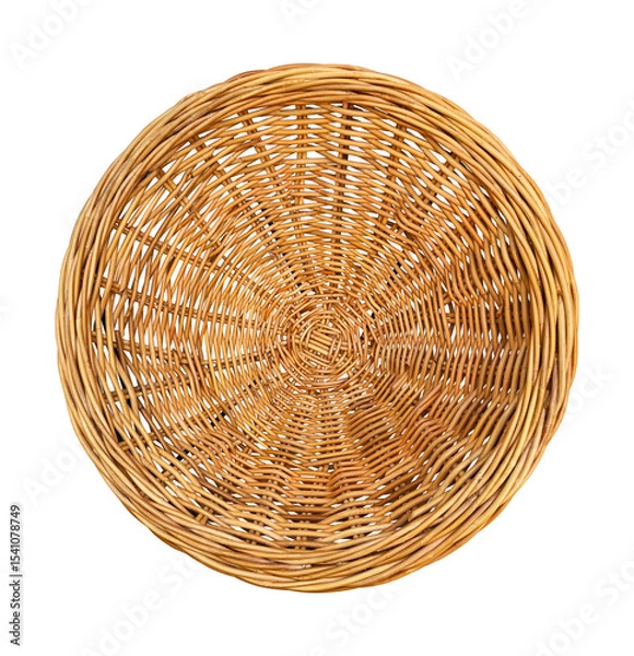 Fototapeta round wicker basket top view