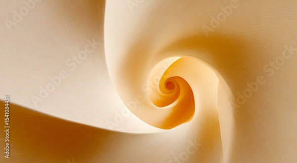 Fototapeta Abstract view of a swirling tunnel with soft beige and yellow tones creating a vortex effect