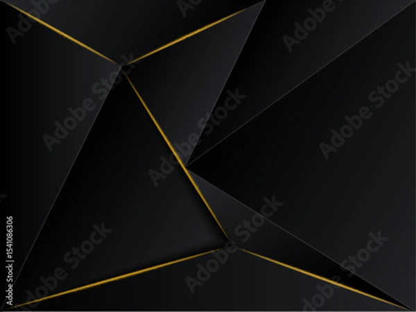 Fototapeta Abstract .Modern background. Black and gold polygon glow light background. vector.